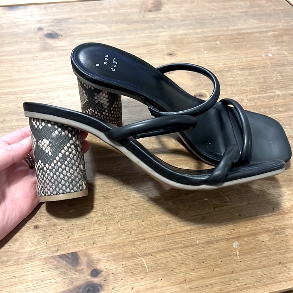 Black snakeskin heels